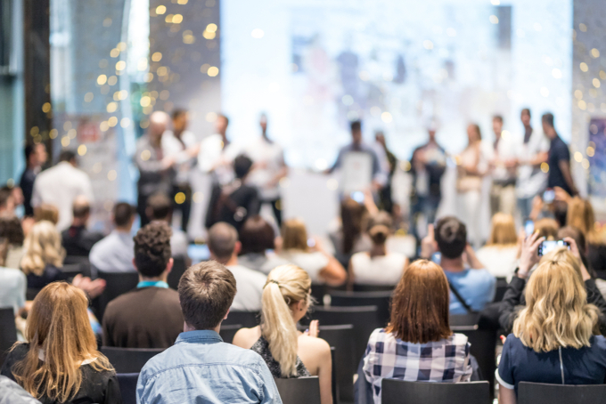 Young,Business,Team,Receiving,Award,Prize,At,Best,Business,Project