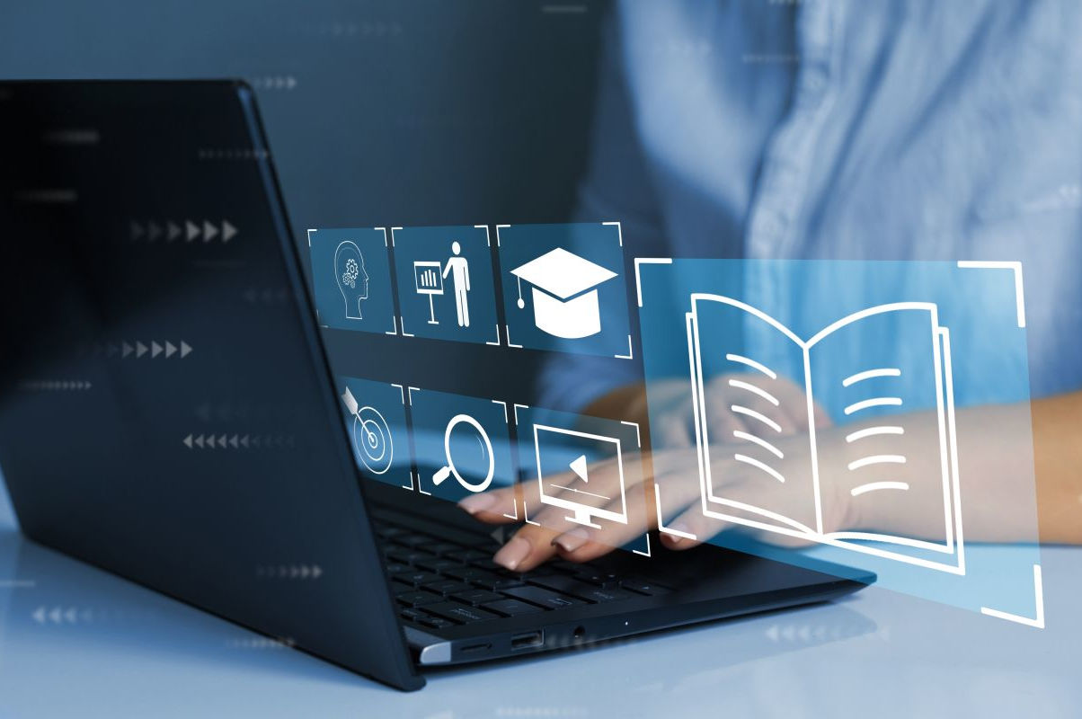 E learning,Education,,Internet,Lessons,And,Online,Webinar.,Person,Who,Attends