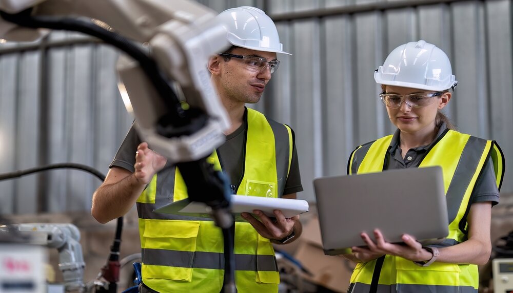 In,Robotic,Training,Instructor,Teach,Girl,Engineer,To,Program,Robot