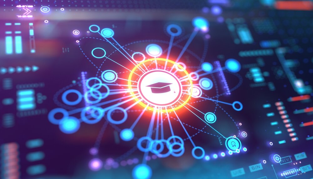 E learning,Icon,On,A,Digital,Display,With,Reflection.,Concept,Of